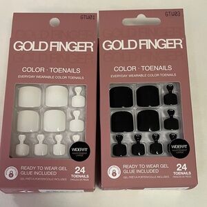 Gold Finger Toenails Two (2) Packs of 24 Black and White